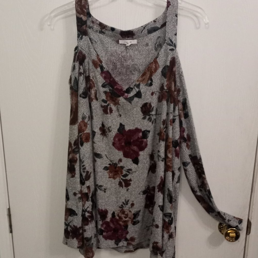 Maurice’s - Womens Long Sleeve - Textured - Floral - Strappy Neck - Soft Shirt
